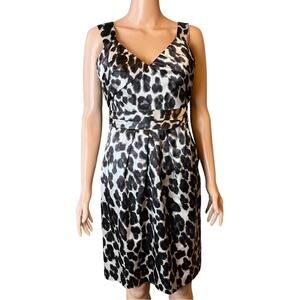 Kay Unger Black and White silk Midi Dress